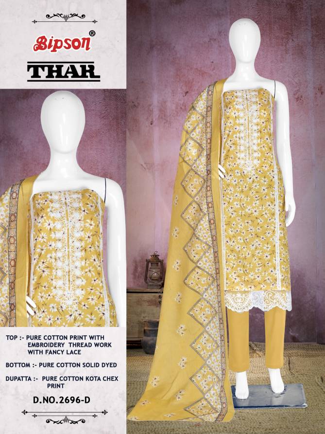 Thar 2696 By Bipson Printed Embroidery Cotton Dress Material Wholesale Price In Surat